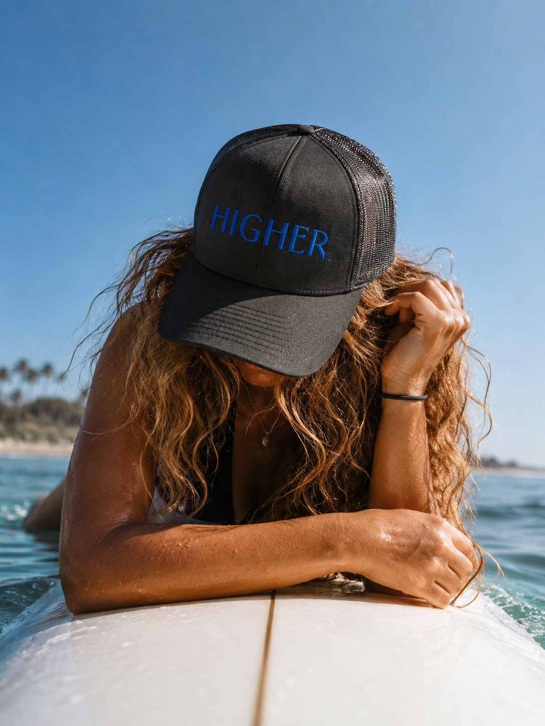 HIGHER • Embroidered Retro Trucker Hat | Adjustable Snapback