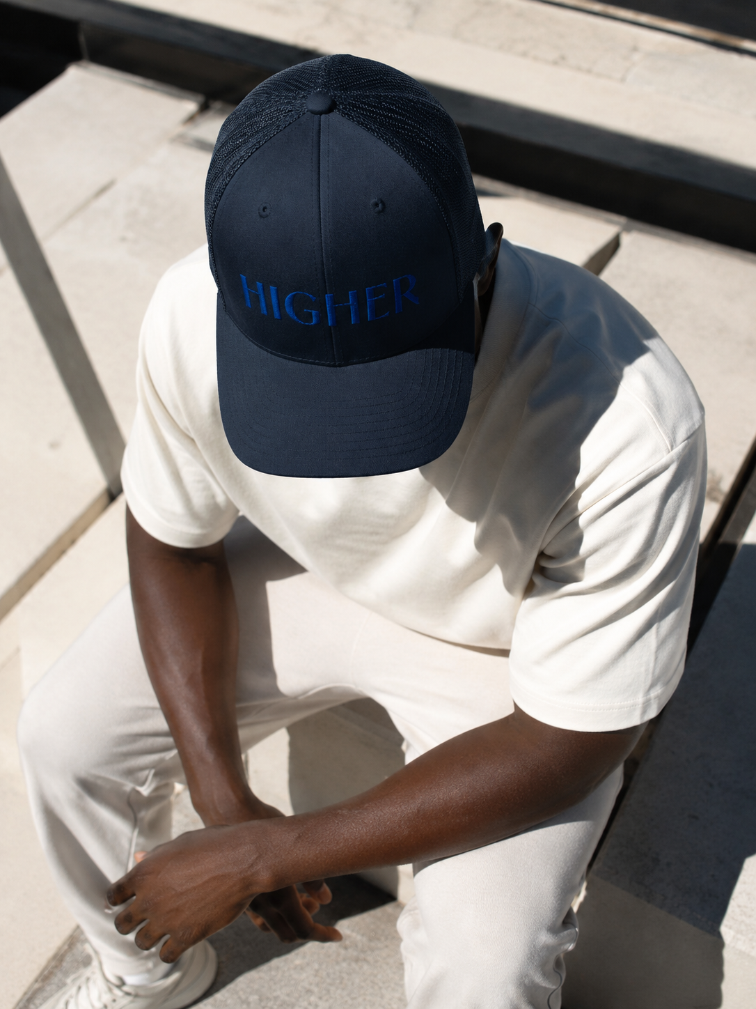 HIGHER • Embroidered Retro Trucker Hat | Adjustable Snapback