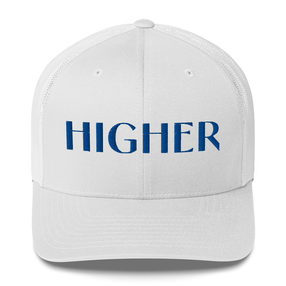 HIGHER • Embroidered Retro Trucker Hat | Adjustable Snapback